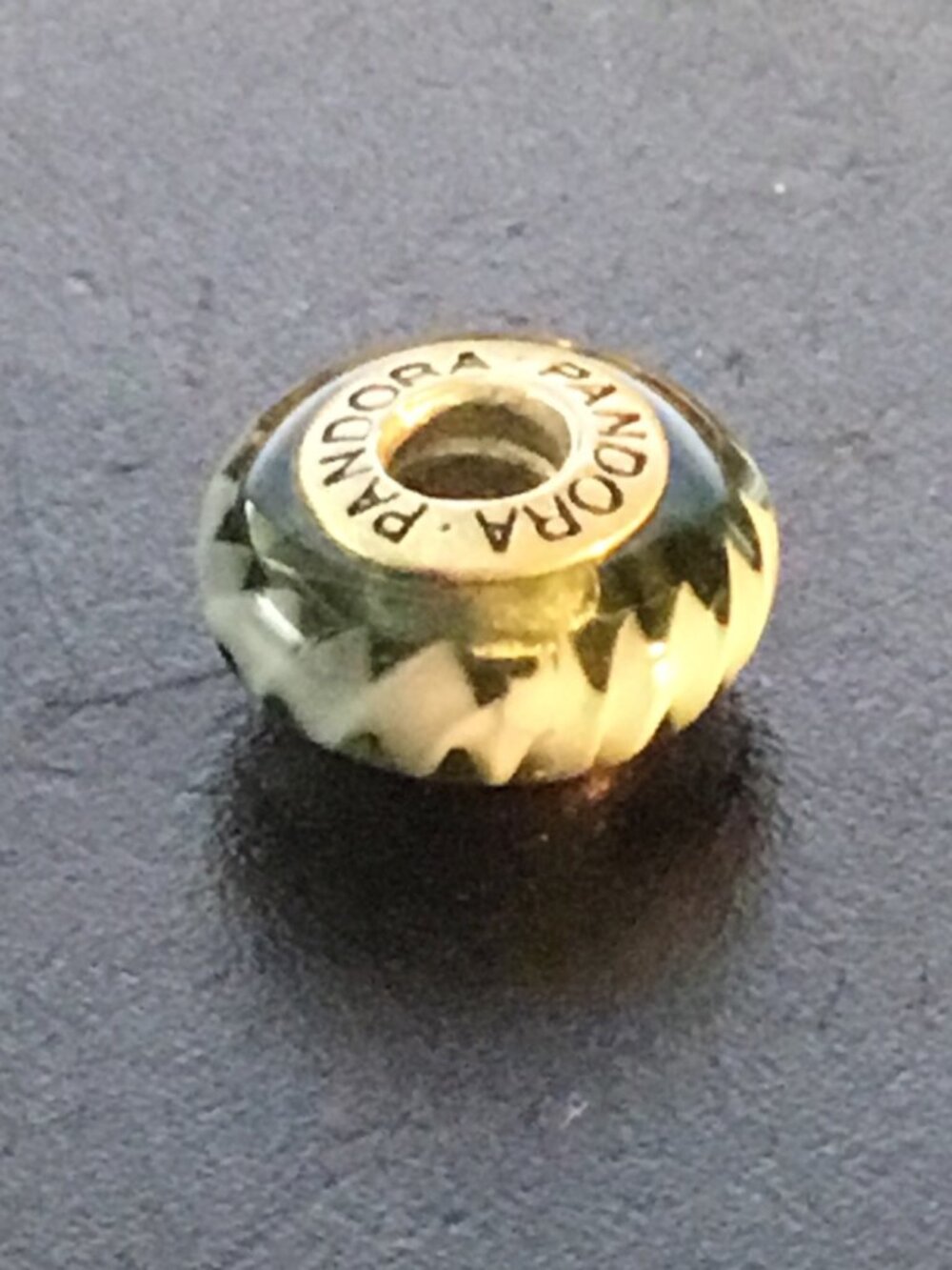 AUTHENTIC PANDORA Black Zigzag Murano Glass Charm